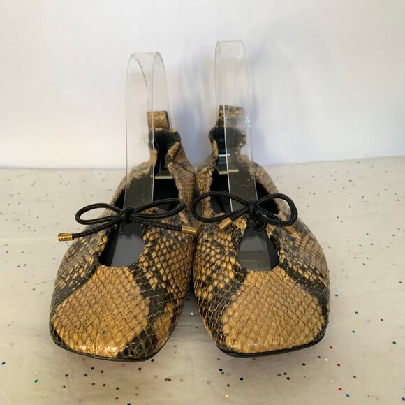 Frame Le Sunset Ballet Flats Python Multi Print Brwn/Blk Lambskin 39.5 Quiet Lux - Picture 5 of 16